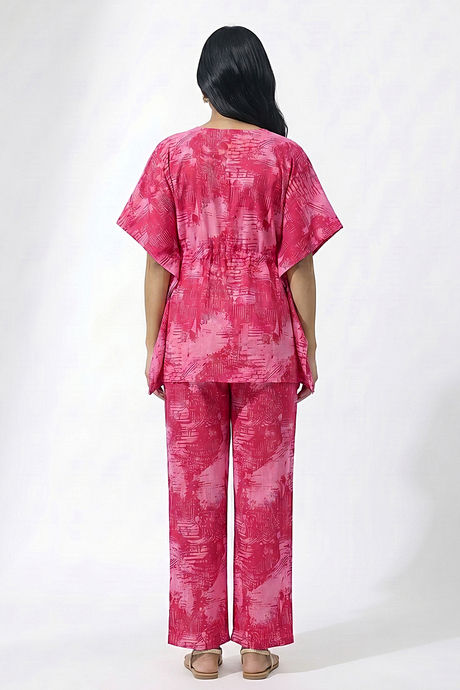 Zivame Woven Kaftan Loungewear Set - Cashmere Rose — image 3